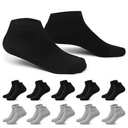 EKSHER Sneaker Socken Herren Damen 10 Paar Kurze Halbsocken Baumwolle Schwarz&Grau 39-42 von EKSHER