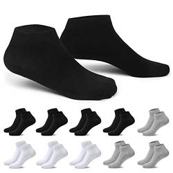 EKSHER Sneaker Socken Herren Damen 10 Paar Kurze Halbsocken Baumwolle Schwarz&Weiß&Grau 39-42 von EKSHER