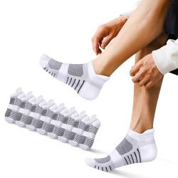 EKSHER Sneaker Socken Damen 39-42 Weiß Sportsocken Herren 39-42 8 Paar Lauf Socken Sneakersocken Kurzsocken Tennissocken Sommer Anti Schweiß Running Socks Atmungsaktive Baumwolle Strümpfe von EKSHER