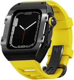 EKSIL Edelstahl-Uhrengehäuse, Fluorkautschuk-Band, für Apple Watch Serie Ultra 2, 49 mm, RM-Stil, sportliches atmungsaktives Armband, Mod-Kit, für iWatch 49 mm Ersatz, 49 mm, Achat von EKSIL