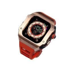 EKSIL Edelstahl-Uhrengehäuse, Gummiband, für Apple Watch Ultra 8, 49 mm, RM-Stil, stoßfester Metallrahmen, Fluorelastomer-Armband und Schmetterlingsverschluss, Ersatzzubehör, For 49mm, Achat von EKSIL