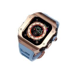 EKSIL Edelstahl-Uhrengehäuse, Gummiband, für Apple Watch Ultra 8, 49 mm, RM-Stil, stoßfester Metallrahmen, Fluorelastomer-Armband und Schmetterlingsverschluss, Ersatzzubehör, For 49mm, Achat von EKSIL
