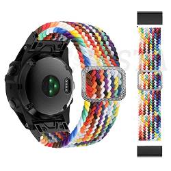 EKSIL Geflochtenes Solo Loop-Armband für Fenix 6 6X Pro 5 5X Plus 7X 7 Smartwatch, Nylon, elastisch, Schnellverschluss-Armband für Garmin Epix, 26mm Width, Achat von EKSIL