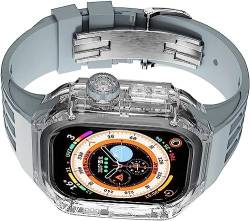 EKSIL Transparentes PC-Uhrengehäuse, Ersatzgummi, Ersatzschlaufen, für Apple Watch 8 49 mm, für Herren und Damen, transparente Abdeckung, Fluorelastomer-Uhrenarmbandzubehör, For Ultra 49mm, Achat von EKSIL