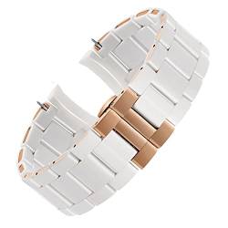 EKSIL Weiß schwarz Silikon Gummi plattiert Stahl Uhrenarmband Für Armani AR5905|5906|5920|5919|5859 Frauen 20mm Mann 23mm Handgelenk Armband, 23 mm, Achat von EKSIL