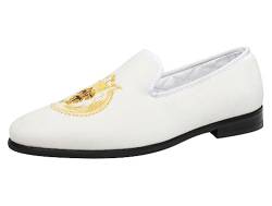 ELANROMAN Loafers für Männer Samt Schuhe der Mode bestickt 1.0 und 2.0 Party Hochzeit Prom Schuhe, Weiss/opulenter Garten, 46 EU von ELANROMAN