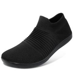 ELAPHURUS Damen Herren Barfußschuhe Unisex Breite Atmungsaktiv Schuhe Barfusslaufschuhe Leicht Casual Walkingschuhe,Alles Schwarz,40 EU von ELAPHURUS