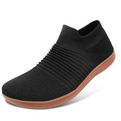 ELAPHURUS Damen Herren Barfußschuhe Unisex Breite Atmungsaktiv Schuhe Barfusslaufschuhe Leicht Casual Walkingschuhe,Schwarz,43 EU von ELAPHURUS