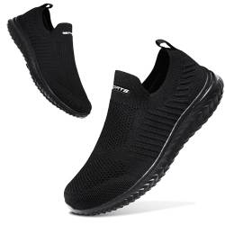 ELAPHURUS Damen Sneakers Leichte Atmungsaktiv Walkingschuhe Slip On Fitness Bequeme Schlupfschuhe,Schwarz,38 EU von ELAPHURUS