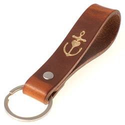 ELBERCRAFT Schlüsselanhänger Leder Glaube Liebe Hoffnung Geschenk für Frauen oder Männer pflanzlich gegerbt braun mit gravur gold 12 cm made in Germany Leather Keychain von ELBERCRAFT