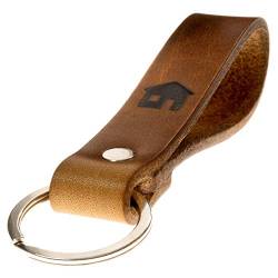 ELBERCRAFT Schlüsselanhänger Leder HAUS Geschenk für Frauen oder Männer pflanzlich gegerbt braun mit gravur schwarz 12 cm made in Germany Leather Keychain von ELBERCRAFT