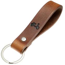 ELBERCRAFT Schlüsselanhänger Leder Roller Geschenk für Frauen oder Männer pflanzlich gegerbt braun mit gravur schwarz 12 cm made in Germany Leather Keychain von ELBERCRAFT