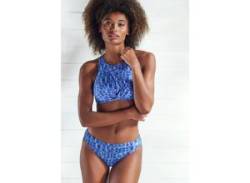Crop-Bikini-Top ELBSAND "Letra" Gr. 42, Cup C/D, blau Damen Bikini-Oberteile Ocean Blue mit tollem Wording von ELBSAND