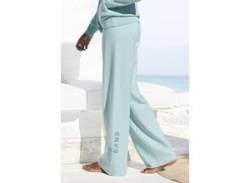 Strickhose ELBSAND "-Loungehose" Gr. 40/42, N-Gr, blau (türkis) Damen Hosen Strandhosen von ELBSAND