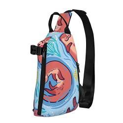 Animal Cute Brown Otters Print Sling Bag Crossbody Sling Rucksack Schultertasche Brusttasche Reise Wandern Outdoor Daypack Schwarz Einheitsgröße Schwarz Einheitsgröße, Schwarz , Einheitsgröße, Europäischer und amerikanischer Stil von ELBULL