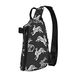 Bunny Rabbit Print Sling Bag Crossbody Sling Rucksack Schultertasche Brusttasche Reise Wandern Outdoor Daypack Schwarz Einheitsgröße Schwarz Einheitsgröße, Schwarz , Einheitsgröße, Europäischer und amerikanischer Stil von ELBULL