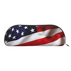 ELBULL Federmäppchen mit amerikanischer Flagge, Leder, Schreibwaren-Tasche mit Reißverschluss, für Teenager, Jungen, Mädchen, Silber, One Size, Stil: von ELBULL