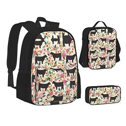 ELBULL Mädchen Tanz Schmetterling Schulrucksack Jungen Mädchen Schule Büchertasche Set Schüler Rucksack mit Lunchbox und Federmäppchen, Rinderfarm Sanctuary, Einheitsgröße, Reiserucksäcke von ELBULL