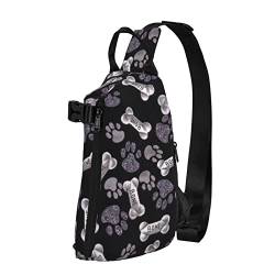 Hundewelpen Pfotenabdruck Sling Bag, Crossbody Sling Rucksack Schultertasche Brusttasche Reise Wandern Outdoor Daypack, Schwarz, Einheitsgröße, Schwarz, Einheitsgröße, Schwarz , Einheitsgröße, Europäischer und amerikanischer Stil von ELBULL