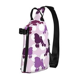 Purple Pudel Polka Dot Print Sling Bag Crossbody Sling Rucksack Schultertasche Brusttasche Reisen Wandern Outdoor Daypack Schwarz Einheitsgröße Schwarz Einheitsgröße, Schwarz , Einheitsgröße, Europäischer und amerikanischer Stil von ELBULL