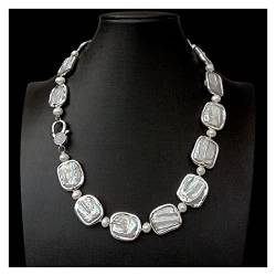 ELCCHRLD Ketten für Damen Kultivierte weiße Perle, rechteckig, Keshi-Perle, Weißgold, Farbe, plattiert, Rand, 20 Zoll Mode-Accessoires von ELCCHRLD