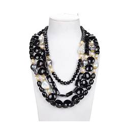 ELCCHRLD Ketten für Damen Schmuck 19-26 Zoll 4 Stränge Natural White Keshi Pearl Black Halskette erfüllen Mode-Accessoires von ELCCHRLD