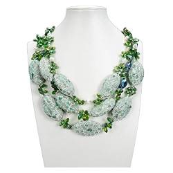 ELCCHRLD Ketten für Damen Schmuck 50,8 cm, 3 Reihen, grüne Kristallhalskette, Pave, grüne Aventurin-Perlen for Frauen Mode-Accessoires von ELCCHRLD