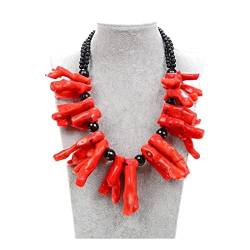 ELCCHRLD Ketten für Damen Schmuck 50,8 cm riesige 38-45 mm orange Koralle schwarze -Halskette for Frauen erfüllen Mode-Accessoires von ELCCHRLD
