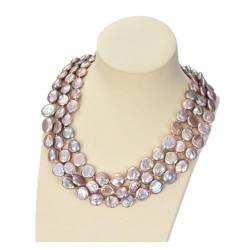 ELCCHRLD Ketten für Damen Schmucksachen 14MM 3 Stränge natürliche purpurrote Münzen-Perlen-Halskette erfüllen Mode-Accessoires von ELCCHRLD