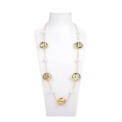 ELCCHRLD Ketten für Damen Schmucksachen 31inch 26MM weiße Keshi-Perlen-Gelb-Ketten-lange Halskette erfüllen Mode-Accessoires von ELCCHRLD