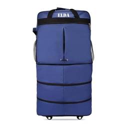 ELDA Erweiterbarer faltbarer Gepäckkoffer mit Rollen, faltbarer Rollgepäck, Seesack, Reisetasche für Männer und Frauen, leichter Koffer, große Kapazität, Gepäcktasche, Marineblau, XL von ELDA