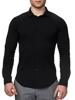 ELDO COLLECTION® Herren Slim Fit Hemd Jersey figurbetont (as3, Alpha, l, Regular, Regular, Schwarz) von ELDO COLLECTION