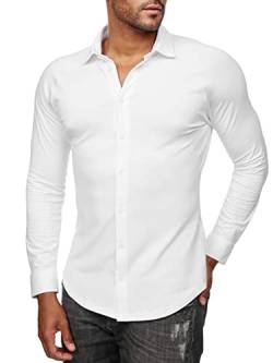 ELDO COLLECTION® Herren Slim Fit Hemd Jersey figurbetont (as3, Alpha, x_l, Regular, Regular, Weiß) von ELDO COLLECTION