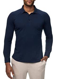 ELDO COLLECTION® Herren Slim Fit Poloshirt Jersey figurbetont (as3, Alpha, l, Regular, Regular, Navy Blue) von ELDO COLLECTION