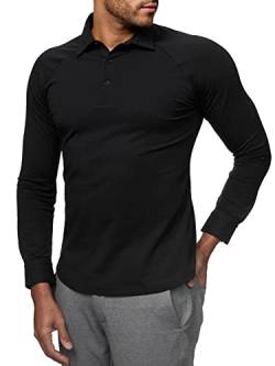 ELDO COLLECTION® Herren Slim Fit Poloshirt Jersey figurbetont (as3, Alpha, l, Regular, Regular, Schwarz) von ELDO COLLECTION