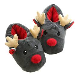 ELE GENS Damen Herren Weihnachtshausschuhe Hausschuhe Pantoffeln Slipper Hauspantoffeln Weihnachten Winter (38-39, A) von ELE GENS