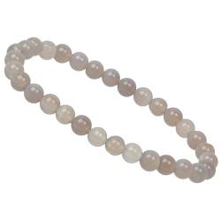 ELEDORO Echte Edelstein Perlen Chakra Armband PowerBead Stretch Perlenarmband 6mm Achat natur von ELEDORO