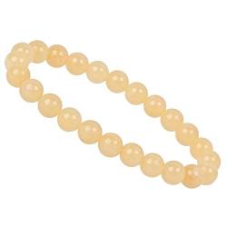 ELEDORO Handgefertigtes Edelstein Perlen Stretch Armband - Echte Steine 8mm (Orangen Calcit) von ELEDORO