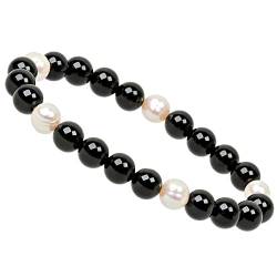 ELEDORO Onyx Perle Echte Edelstein Chakra Armband PowerBead Stretch Perlenarmband von ELEDORO