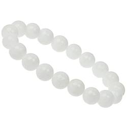 ELEDORO PowerBead Damen-Armband Stretch aus Edelstein Perlen 10mm Achat schneeweiß von ELEDORO