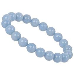 ELEDORO PowerBead Damen-Armband Stretch aus Edelstein Perlen 10mm Angelit blau von ELEDORO