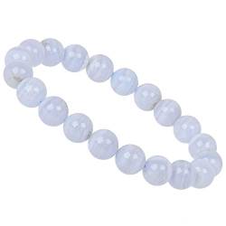 ELEDORO PowerBead Damen-Armband Stretch aus Edelstein Perlen 10mm Chalcedon blau von ELEDORO