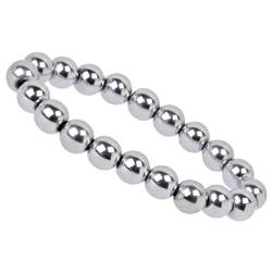 ELEDORO PowerBead Damen-Armband Stretch aus Edelstein Perlen 10mm Hämatit silber von ELEDORO