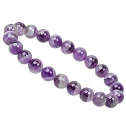 ELEDORO PowerBead Damen-Armband Stretch aus Edelstein Perlen 8 mm 17-18 cm mit Chevron Amethyst von ELEDORO