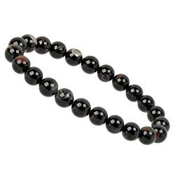 ELEDORO PowerBead Damen-Armband Stretch aus Edelstein Perlen 8 mm schwarzer Turmalin mit Matrix von ELEDORO