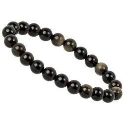 ELEDORO PowerBead Damen-Armband Stretch aus Edelstein Perlen 8mm mit Gold Obsidian von ELEDORO