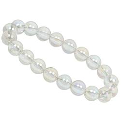 ELEDORO PowerBead Damen-Armband Stretch aus Edelstein Perlen mit Angel Aura Bergkristall (8mm) von ELEDORO