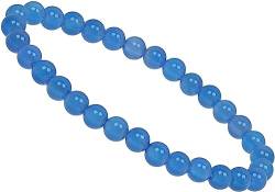 ELEDORO Stretch Armband aus echten Edelstein-Perlen (6mm) – Perlenarmband für stilvolle Eleganz (Achat blau) von ELEDORO