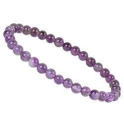 ELEDORO Stretch Armband aus echten Edelstein-Perlen (6mm) – Perlenarmband für stilvolle Eleganz (Amethyst) von ELEDORO