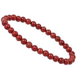 ELEDORO Stretch Armband aus echten Edelstein-Perlen (6mm) – Perlenarmband für stilvolle Eleganz (Jaspis rot) von ELEDORO